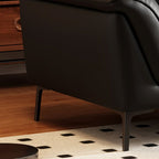 Midnight Black Standard Sofa with Armrest and 3 Pillows for Drawing Room