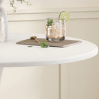 Modern Circular Composite Wood Pub Table with Pedestal in White