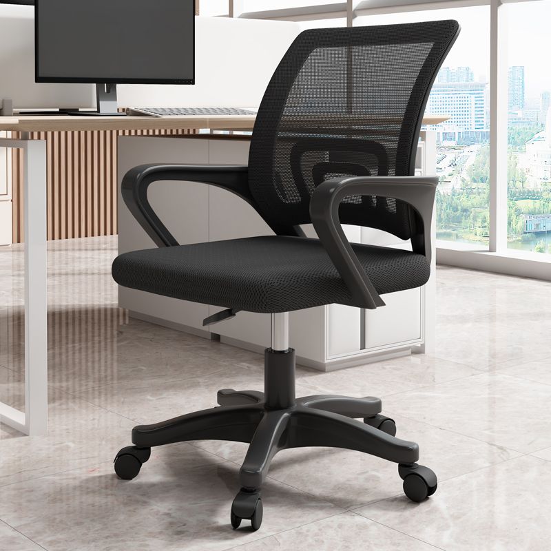 Simple Style Office Chairs with Midnight Black/Dove Grey Upholstery, Armrest, Portable Wheels, Ergonomic Design, and Lumbar Support