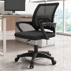 Simple Style Office Chairs with Midnight Black/Dove Grey Upholstery, Armrest, Portable Wheels, Ergonomic Design, and Lumbar Support