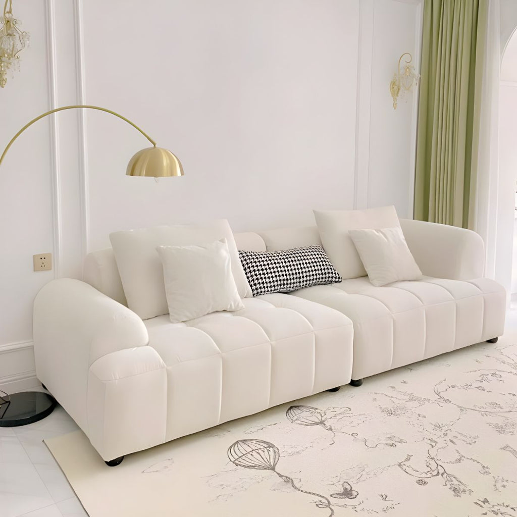 Scandinavian Recessed Arm Sofa 28.7" H Blocks Sofa with Pillows