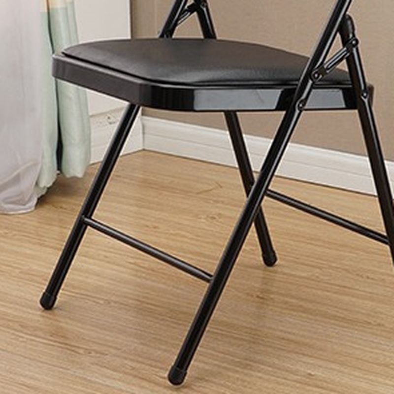 Contemporary Solid Color Side Chair with Ventilated Back, Compact Foldable Metal Frame for Tile Flooring