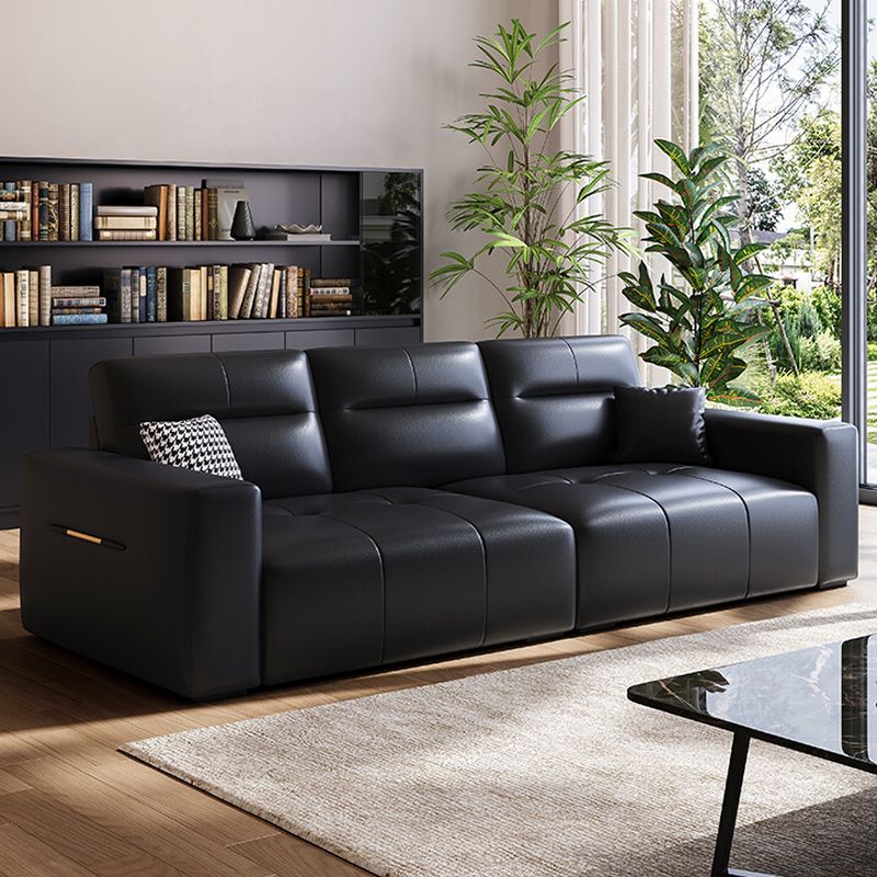 Contemporary Modern Stain Resistant Midnight Black Solid Color Sofa/Single Sofa with 2 Pillows/1 Pillow for Seats 4/2-seater/Seats 3