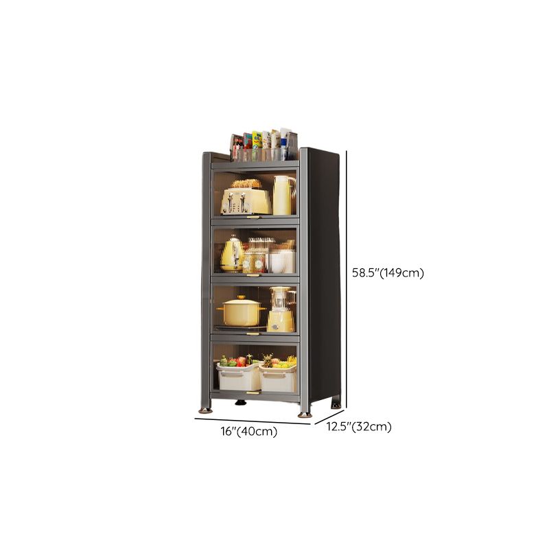 Storm Gray Microwave Shelf Cabinet with Metal Countertop, Self-supporting