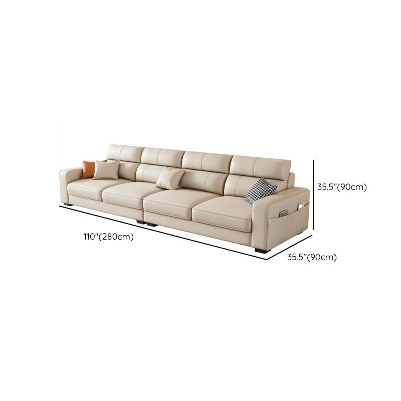 Beige Standard Sofa with Arm and 4 Pillows/3 Pillows