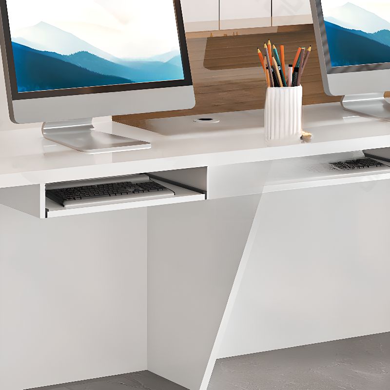 Rectangular Reception Desk with Locker, Hutch, Keyboard Tray, Cable Management, and Filing Cabinet in Manufactured Wood Top