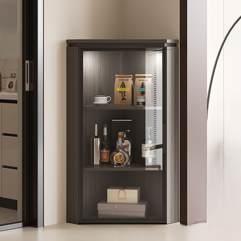 Nook Detached Accent Cabinet with Damp-proof and Scratch-immune Features, Glazed Door, Grip Bars, and Midnight Black/Chalk/Sepia Top