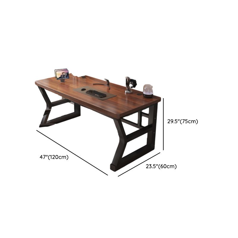 Metal Sledging Base Warp Resistant Auburn Rectangle Office Computer Desk, Shelves Included & Rounded Corners & Cable Management Included