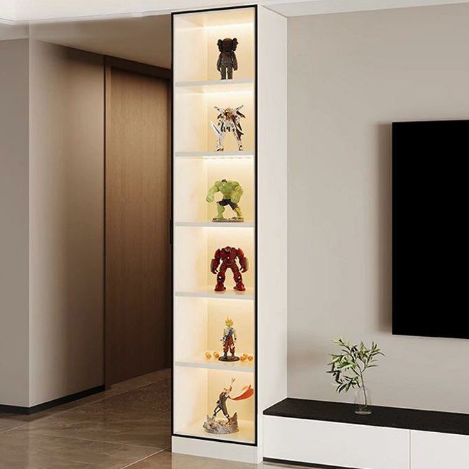Elegant Glass Display Cabinet with Wood and Lighting Included