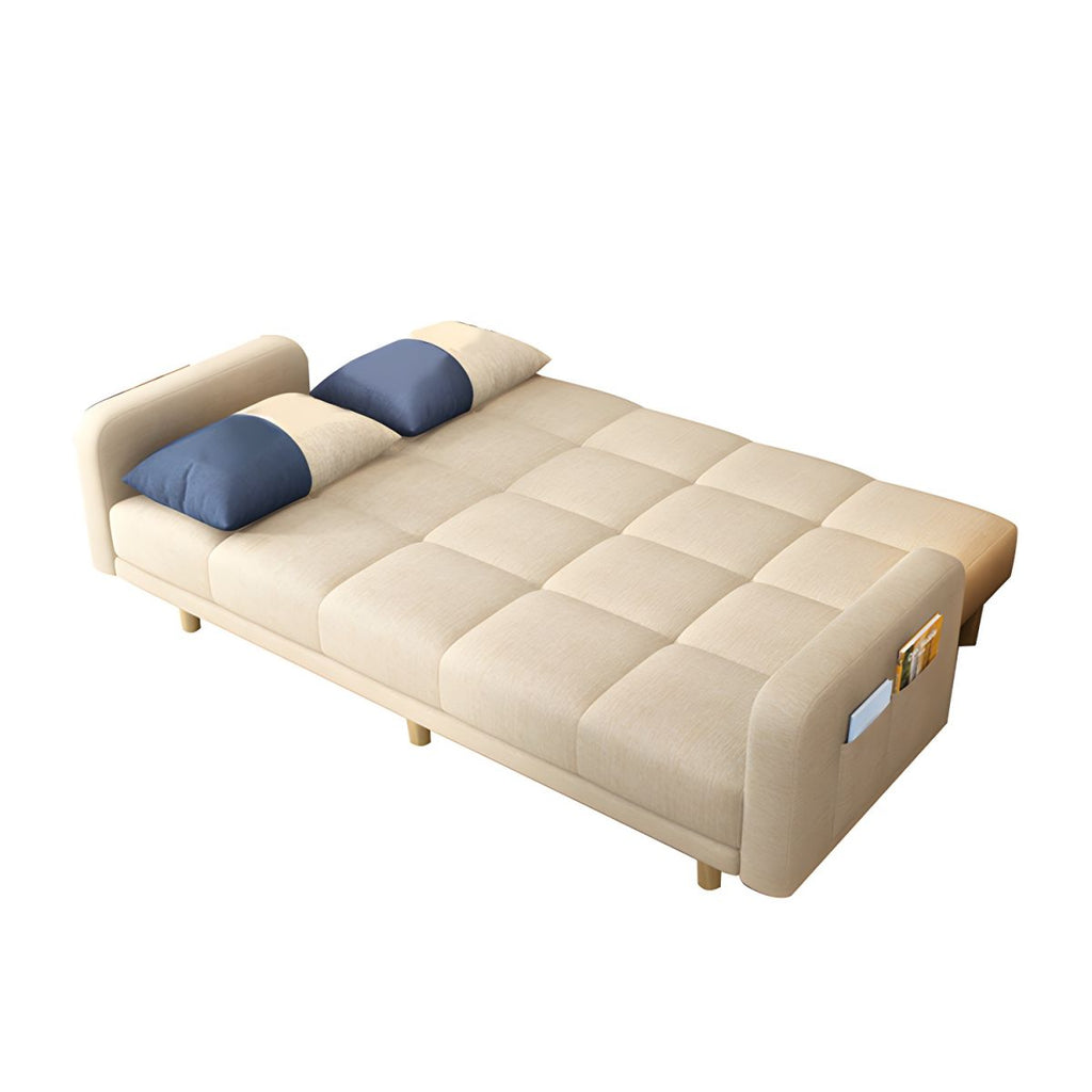 Modern Linen Tufted Sofa Bed 31"H Convertible Sofa with Square Arm