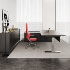 3 Drawers, 1 Cabinet, 1 Shelf, T-Shape Base, Matte Black, Self-supporting, Built-in Outlet, Programmable Memory Controller