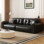 Modern Solid Color Scratch-defiant Standard Sofa in Pu with Scarlet/Off-White/Coffee Upholstery, 4-seater/Seats 5, and 2 Pillows
