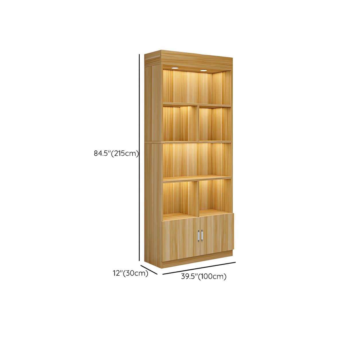 Multi-shelf Modern & Contemporary Style Wood Hutch Cabinet for Living Room