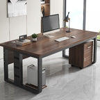 Cocoa Rectangular Steel Desk with Scratch Resistant Toboggan Base, CPU Storage, Cable Management, and Front Splash