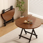 Scratch-proof Veneer Dining Table with Crossed Legs, Foldable Design, and Seating for 2 to 4