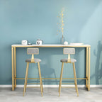 Glam Metal Home Bar Set with Gold Upholstered Chairs and Footrest