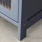 Simplistic Bambusa Standard Microwave Shelf Cabinet with Multiple Cabinets, Shelves, and Doors