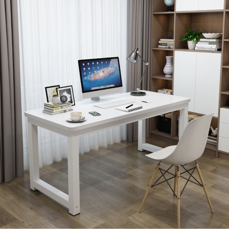 Modern Rectangular Laminate Writing Table in Chalk/Unfinished Color