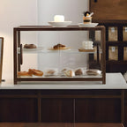 Contemporary Solid Wood Curio Cabinet with Glass Sliding Doors