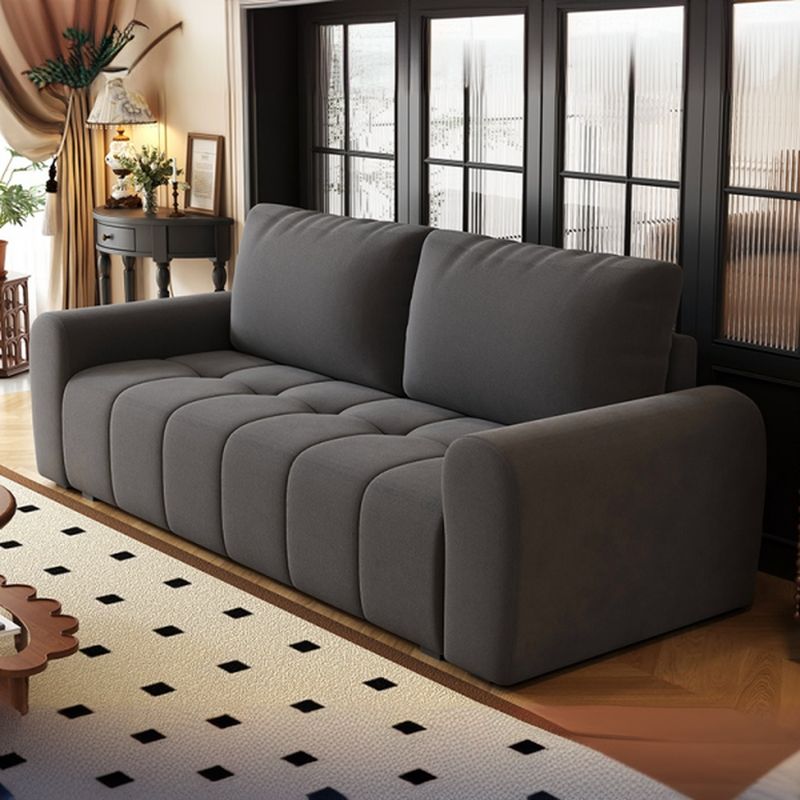 Drawing Room Standard Sofa in Pu Leather/Flannel with Dark Gray/Light Brown/Off-White Upholstery and Armrest