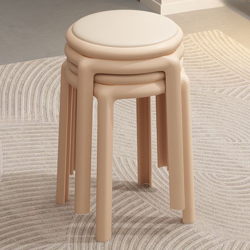Upholstered Synthetic Material Backless Stool with Upholstered Seat