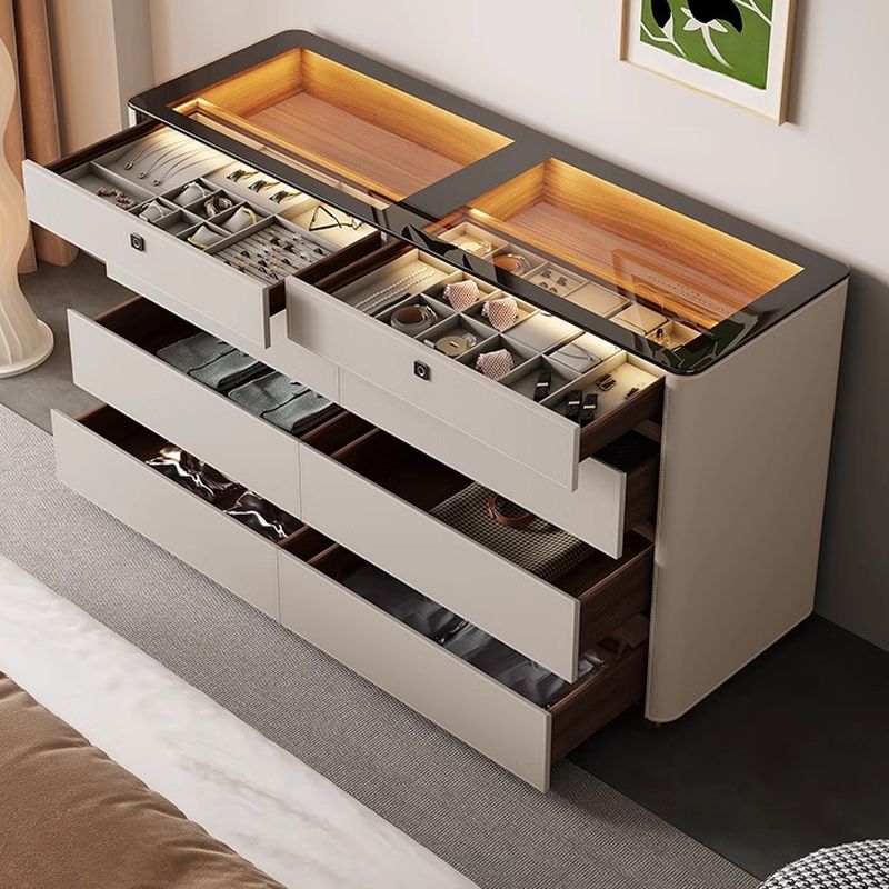 Light Gray Modern & Contemporary Timber Solid Color Jewelry Armoire