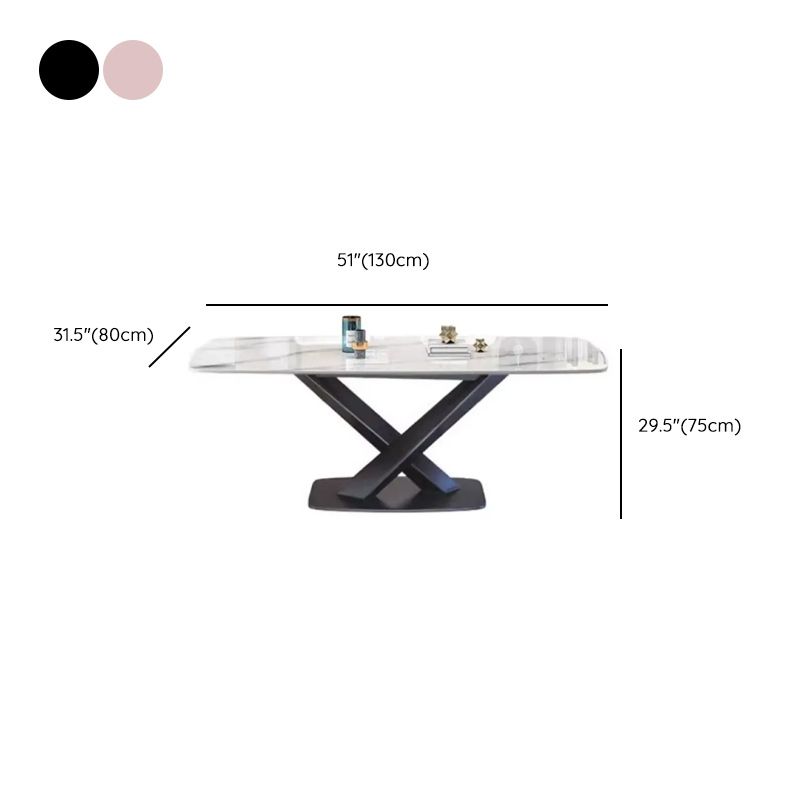 Tan Simplistic Rectangular Dining Table with Scratch-proof Slate Top and Fixed Table