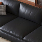 Contemporary Modern Solid Color Scratch-durable Standard Sofa in Midnight Black, Seats 4/3 with 2/3 Pillows