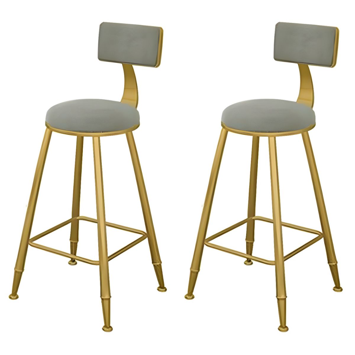 Glam 2-Person Bar Set with Upholstered Gold Chairs, Backrest, and Footrest