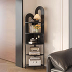 Modern Nook Accent Chest with Scratch-shielded 5 Shelves, Metal Countertop in Midnight Black/Chalk
