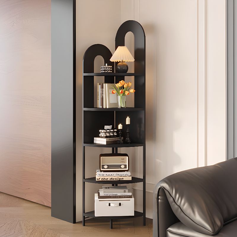 Modern Nook Accent Chest with Scratch-shielded 5 Shelves, Metal Countertop in Midnight Black/Chalk