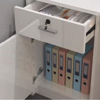 Rectangular Manufactured Wood Top Reception Desk with Cable Management, 2 Drawers/1 Drawer, Locker and Keyboard Tray, 1 Cabinet Included