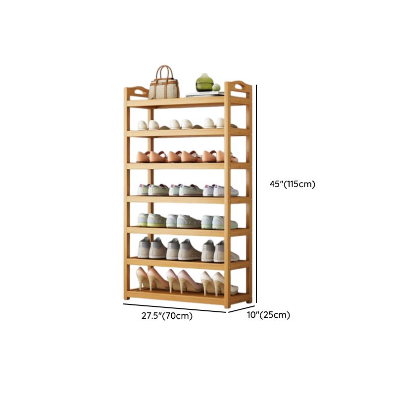 Art Deco Bambusa Rectangle Shoe Rack with Nature Finish, Featuring 4/3/5 Shelves for 21-30/11-20/1-10 Pairs in Drawing Room