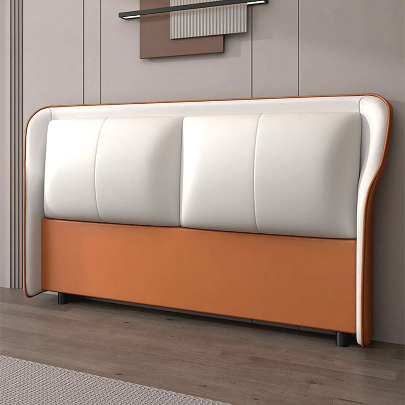 Trendy Panel Headboard in Natural Wood with No Distressing, Rectangle Shape for Full/Queen Bed, Featuring Sponge Upholstery and Standard Height