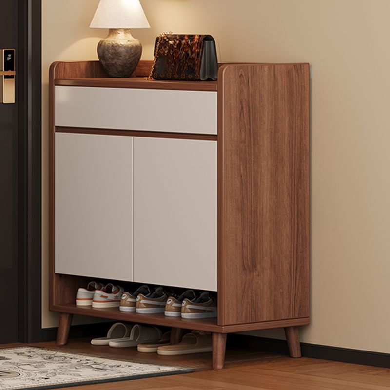 Engineered Wood 5 Tiers/6 Tiers Shoe Stack with Shelf, Drawers, Gate, Dustproof Cover, and Closed Back