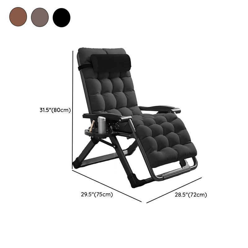 Solid Color Arm Recliner in Midnight Black/Tan with Space-saving Alloy Frame, Standard Base, Cupholder, and Removable Back