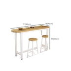 Modern Pub Table with Laminate Top and Four Legs in Wood Grain, Featuring Container Storage and Irregular Shape