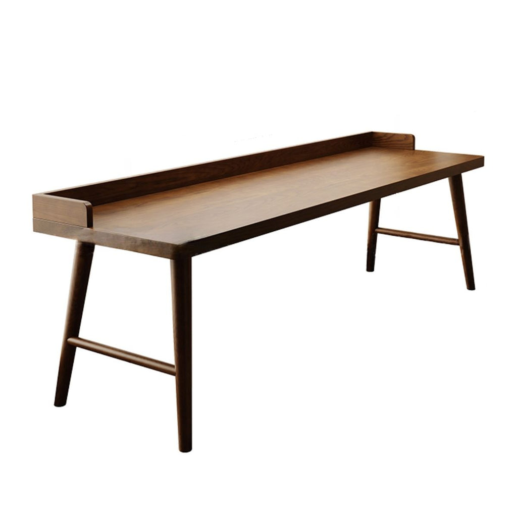 Casual Writing Desk with Easy Assembly and Odor Resistant H-Shape Base in Light Brown Pine Wood, Unattached Installation
