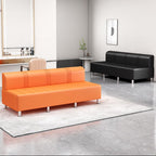 Contemporary Faux Leather Grey/Cerulean/Apricot Sofa for The Parlor
