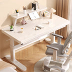 Casual Manual Auburn/White Standalone Standing Desk with Trestle Base, Adjustable Height, Mildew Resistant
