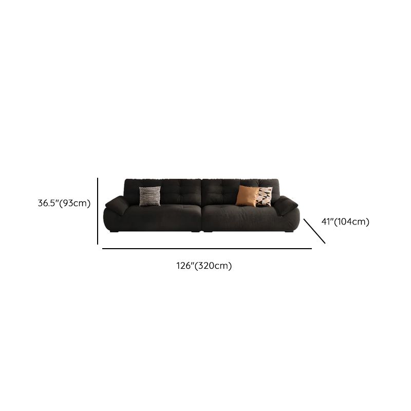 Standard Sofa in Midnight Black Soft-pile Fabric with 3 Pillows