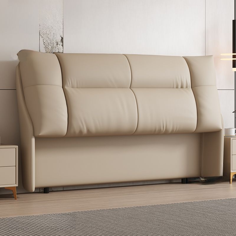 Trendy Panel Headboard in Natural Wood with No Distressing, Rectangle Shape for King/Queen/Full Bed, Cotton Upholstery Fill, Standard Height