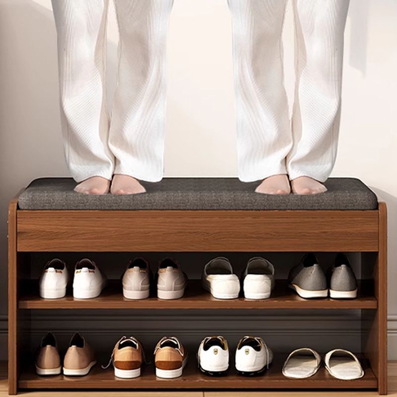 Art Deco Composite Wood Rectangle Shoe Storage Bench with 2/3 Shelves for 1-10 Pairs in Drawing Room, Closed Back