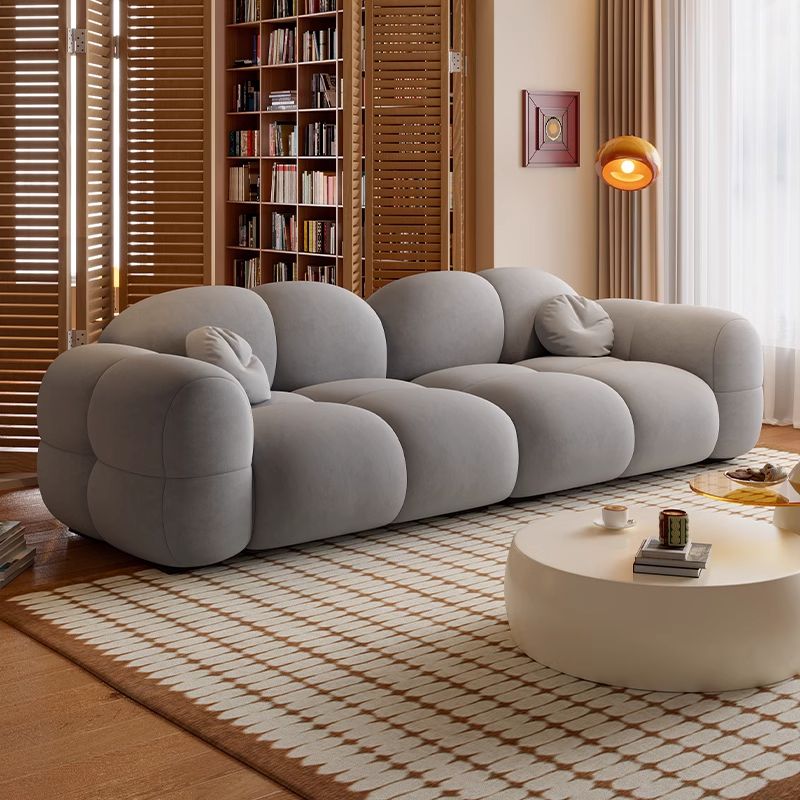 Trendy Solid Color Stain Resistant Loveseat in Light Gray/Olive Green/Beige for 2 People with 2 Pillows