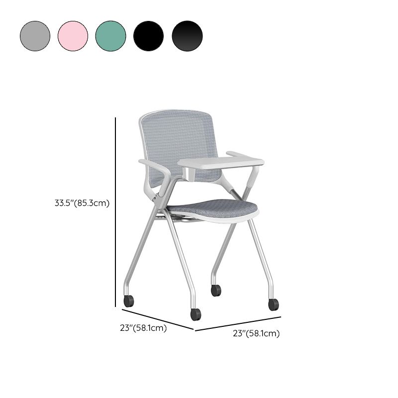 Casual Training Chair with Support Rail Arms, Pop Up Foldable Metal Frame for Tile Flooring with Glide