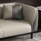 Contemporary Faux Leather Tuxedo Sofa with Water Resistant Design and Foam Seat Cushions