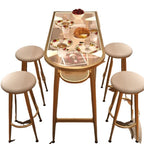 Luxurious Breakfast Bar Table with Tempered Glass Clear Asymmetrical Top and Foot Pedestal