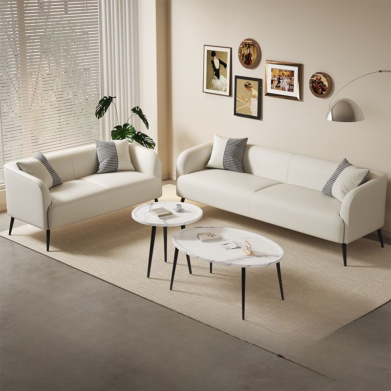 Tear Resistant Standard Sofa/Loveseat with Pu Upholstery in Grey/Off-White/Sand