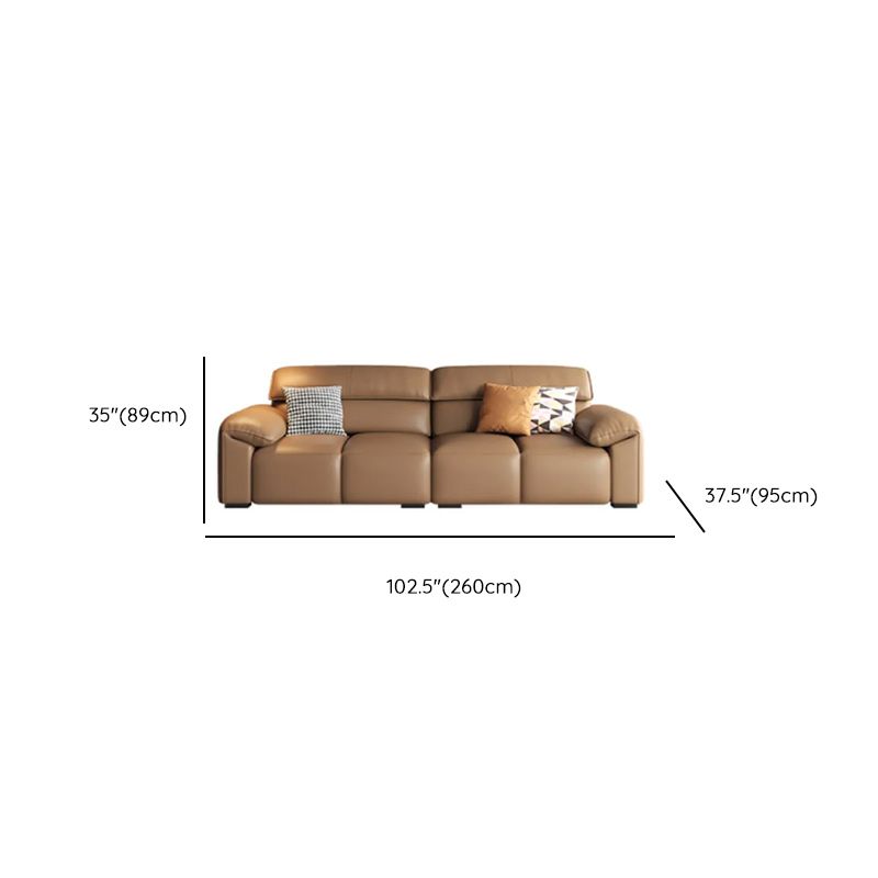 Mocha Full Grain Leather Standard/Single Sofa with 3/1 Pillows