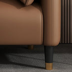 Drawing Room Sofa in Pu Leather with Cerulean/Mocha/Off-White Armrest